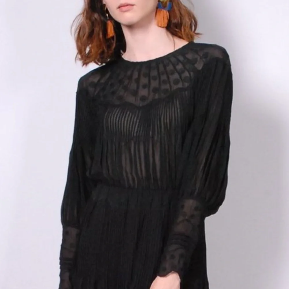 Ulla Johnson Alba Silk Polka Dot Sheer Blouse - Picture 2 of 16